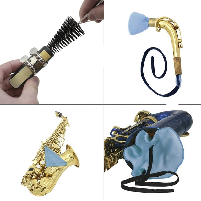 Saxophone Saxophone Sax Cleaning Care Kit 3pcs Cleaning Cloth Mouthpiece Brush Musical Instrument Maintenance Tool Saxophone Cleaning Cloth Saxophone Cleaning Set
