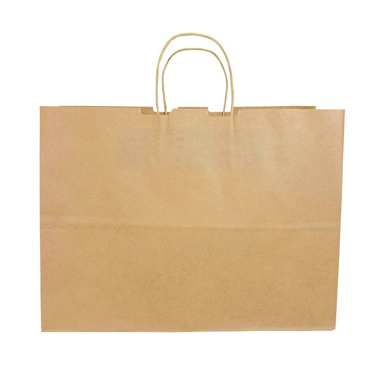 Jet Paper Bags [100 Pcs] 16" X 6" X 12"H Brown Virgin Kraft Paper Shopping Bags With Twisted Handles For Gift, Merchandise, Birthday, Christmas, Wedding, Party Favor, Thank You And More -Lola