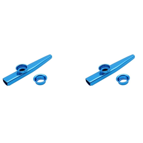2Pcs Kazoo Aluminum Alloy Metal with 10 Pcs Gifts Flute Diaphragm for Children Music-Lovers-Blue