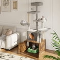 thumbnail image 4 of QinaQin Torre para gato 2 en 1 con arenero oculto, rascador, pelotas colgantes y hamaca amplia, condo multinivel para gatos de interior, 4 of 8