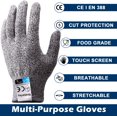 thumbnail image 2 of Guante resistente a cortes, guantes de cocina, guantes de protección de nivel 5 de seguridad de carnicero, guantes resistentes a cortes de seguridad para cocina/exterior/explorar, gris 1 par Adepaton Botas y Guantes, 2 of 5