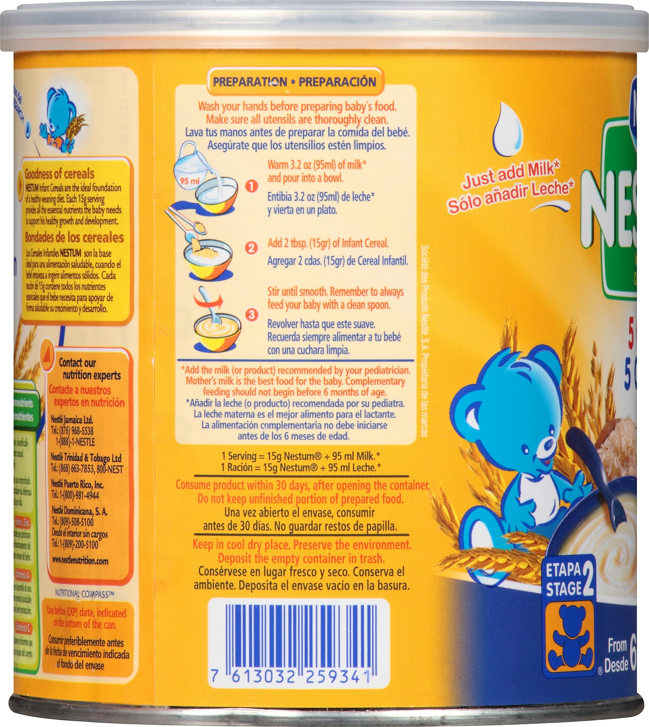 Nestle Nestum Stage 2 5 Cereal Infant Cereal 10 6 Oz Canister Walmart Com Walmart Com