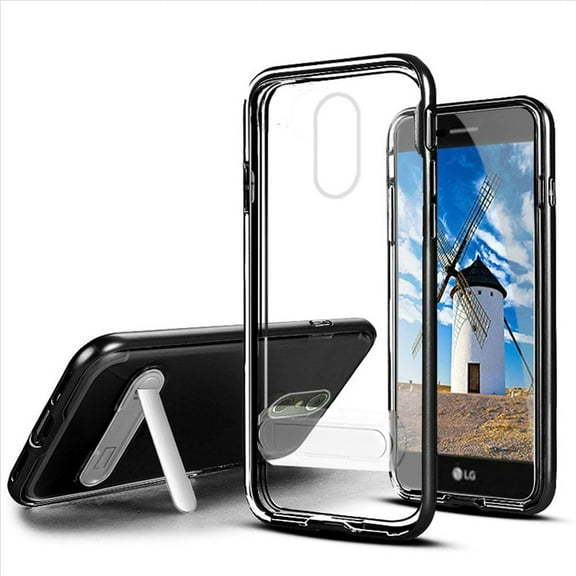 GSA Crystal Transparent Hybrid Magnetic Stand Case For LG Stylo 4 - Black