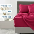 thumbnail image 4 of Lux Decor Collection 6 Piece Deep Pocket King Bed Sheets Set, Microfiber Fitted Sheet, Flat Sheet & Pillowcases, Burgundy, 4 of 5