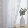 thumbnail image 7 of HA-EMORE Leaf Embroidery Sheer Window Curtains Faux Linen Textured Solid Grommet Quatrefoil Floral Farmhouse Voile Curtains for Living Room Bedroom, 2 Panels, 7 of 7