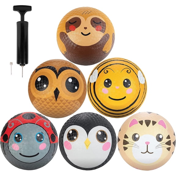 SCS DirectAnimal Playground Balls 8.5" (6 Pack) - W Pump - Textured Rubber Grip- Great for Dodgeball, Kick Ball, Indoor Outdoor Springtime Games Accessories, Gaga Ball, School Supplies, Yoga, Sports