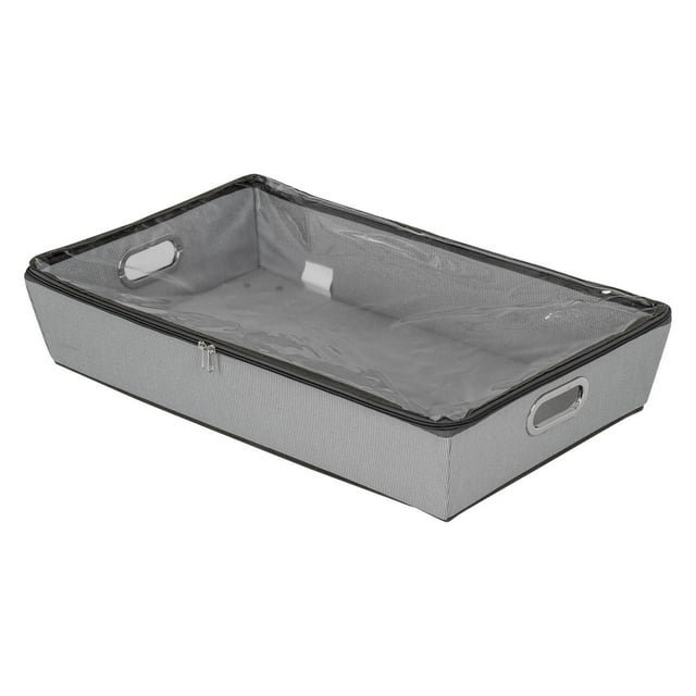 Mainstays Rolling Under Bed Zippered Storage Bin, 4-Sided Locking Tabs, Main material is Heavy Duty Plastic