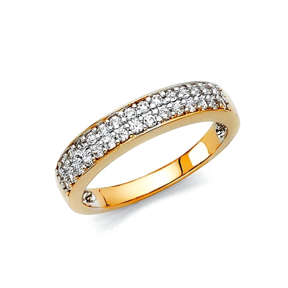 14k Yellow Gold Cubic Zirconia Wedding Band Ring Size 5 Wedding Band for Women and Men - 3.0 Grams