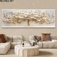 thumbnail image 4 of Póster e impresiones de flores blancas en 3D con árbol dorado de lujo claro, pintura en lienzo, arte de pared para decoración del hogar y sala de estar, sin marco, 4 of 4