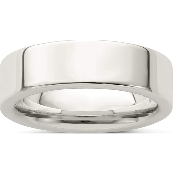 Sterling Silver Ss 6mm Comfort Fit Flat Size 10 Band Made In United States qcfb060-10