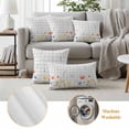thumbnail image 6 of Botanical Wildflowers Outdoor Waterproof Pillow Covers, Spring Farmhouse Floral Grey Plaid Decorative Square Throw Pillowcase Sofa Cushion Sham for Patio/Couch/Chair, 16"x16" 2 Pack, 6 of 8