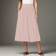 thumbnail image 2 of OSOLU Solid Color Women Full Length Skirt A-Line Umbrella Skirt Mid-Length Skirt Relaxed Fit Skirts, 2 of 6