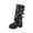 Black, variant on Boots for Women Multi-Buckle Slouchy Mid Calf Platform Boots, Faux Leather Ruched Lug Sole Chunky Heel Walking Shoes, Round Toe Fashion Fall Winter Boots