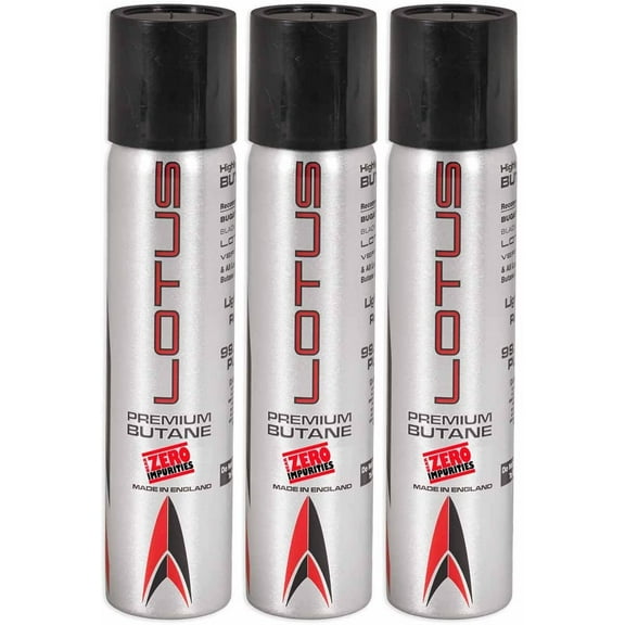Lotus 99.99% Pure 90 ml Butane Lighter Fuel Gas Refill 3 - Pack