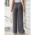thumbnail image 5 of TEMOFON Pants for Women Plus Size Wide Leg Linen Pant Palazzo Summer Casual Flowy Pants with Pocket Dark Grey Drawstring Loose Comfy Soft Pants 3XL, 5 of 10