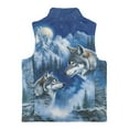 thumbnail image 2 of Xoenoiee Wolf Mountain Forest Moon Print Boys Fleece Jacket Sleeveless Full-Zip Outerwear Cute Warm Fuzzy Winter Coat with Pocket for Kids, Size 7-8 Years, 2 of 7