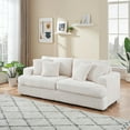 thumbnail image 6 of 88.58" Corduroy 3-Seater Sofa, Spacious and Comfortable. Paired with 4 Throw Pillows in The Same Color, It Adds An Elegant Touch to A Modern Living Room (White), 6 of 9