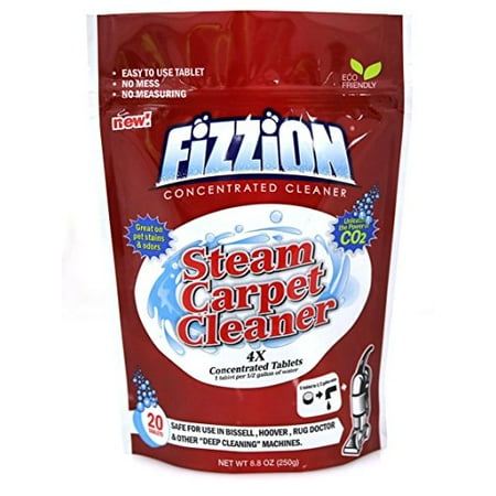 Fizzion Clean Steam Cleaner (20 Tablets) - Steam Cleaner Tablets Carpet Stain Remover, Odor Neutralizer & Upholstery Cleaner Makes 10