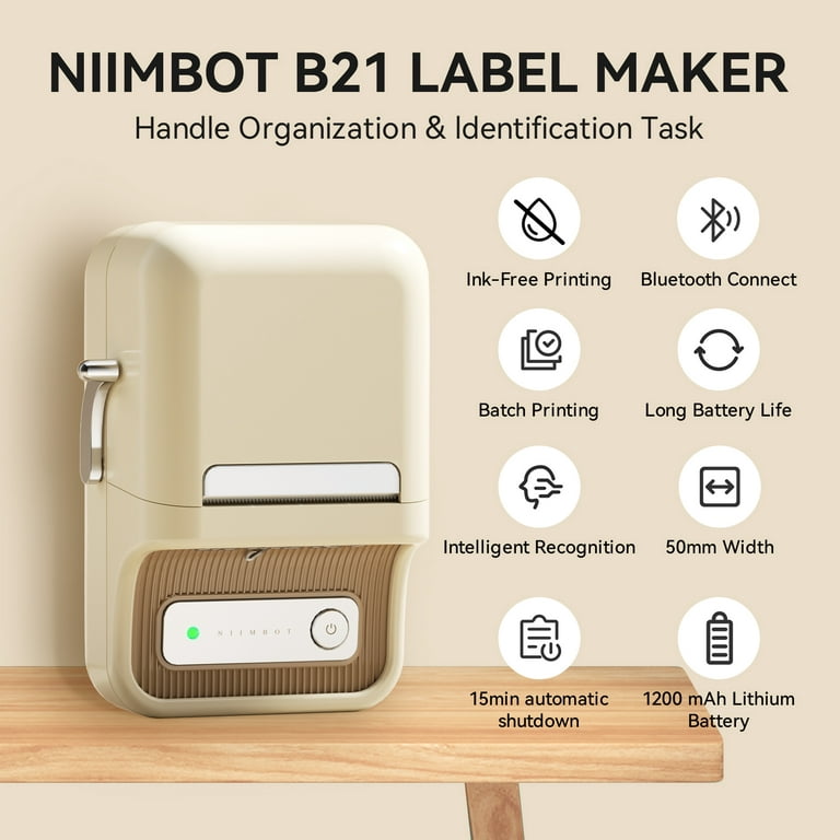 NIIMBOT B21 Label Maker Machine, 2 inches Barcode Label Printer