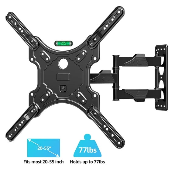 MOUNT PRO Full Motion TV Wall Mount for Most 20-55 inch Flat Curved TVs,Tilting TV Mount with Swivels Articulating Arms Max VESA 400X400mm, 77lbs