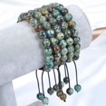 thumbnail image 2 of Natural Healing Power Gemstone Crystal Beads Unisex Adjustable Macrame Bracelets 8mm,African Turquoise, 2 of 4