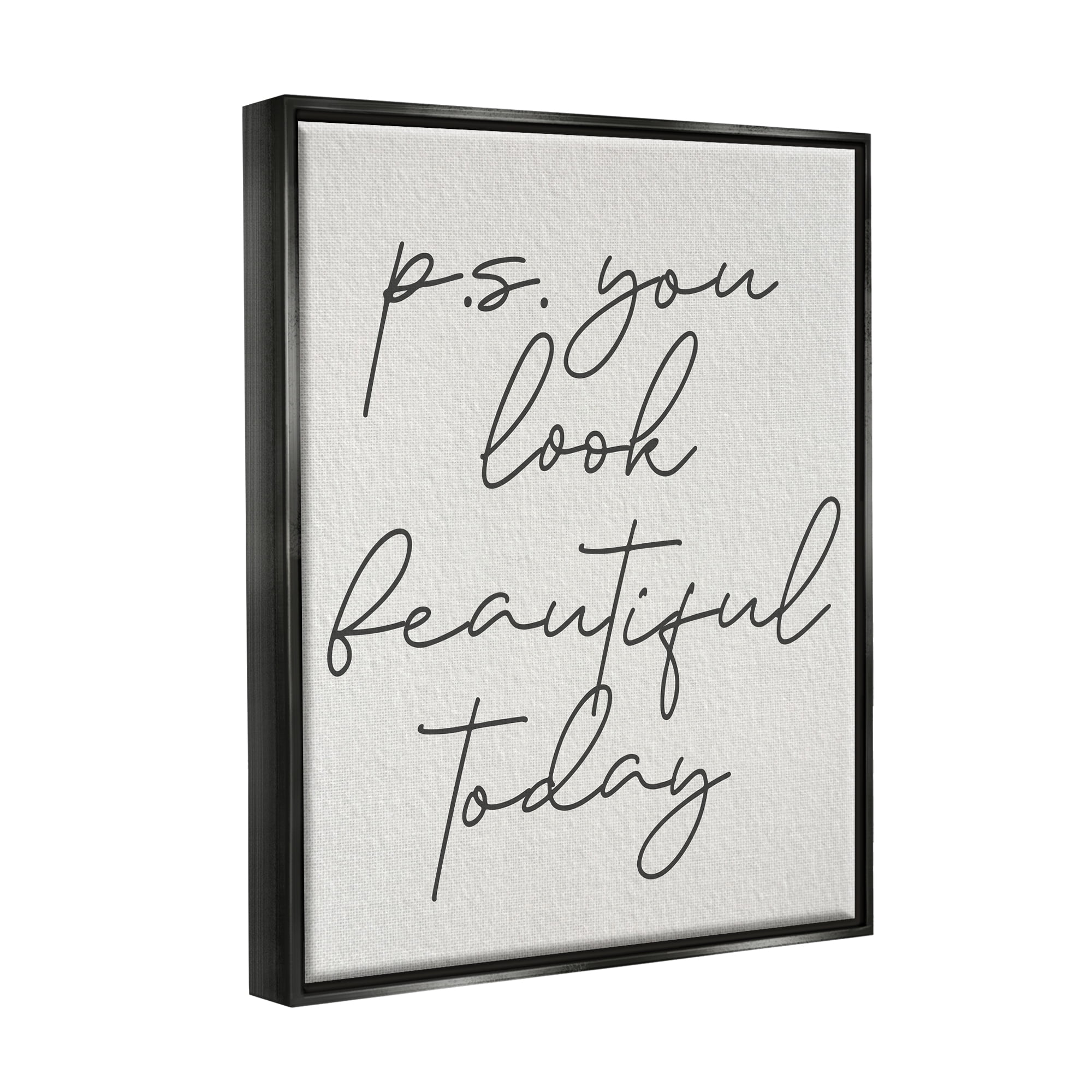 Stupell Industries Uplifting You Look Beautiful Inspirational Painting Black Floater Framed Art Print Wall Art, 25 x 31