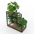 thumbnail image 6 of GDLF Trapezoidal Plant Stand 3-Tier Black Antique Wood Metal Rack, 6 of 9