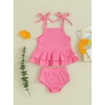 thumbnail image 2 of Suealasg Toddler Baby Girls 2 Pieces Tankinis Kids Girls Summer Bikini Set Tie-Up Straps Tank Tops Shorts Bathing Suit Beachwear 0-3 Years, 2 of 9