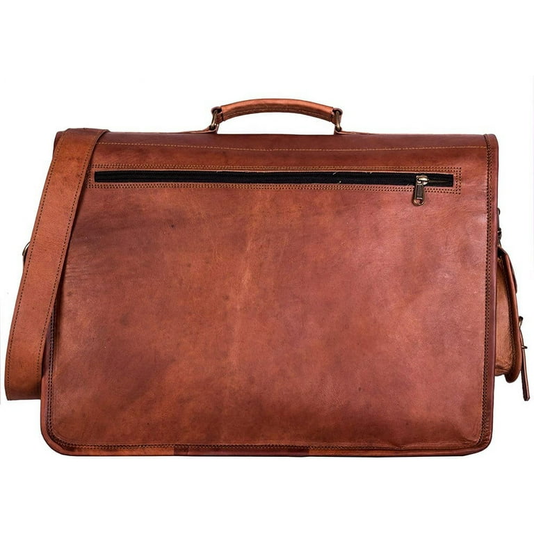 Hulsh Vintage Leather Laptop Bag for Men Full Grain Large Leather Messenger Bag for Men 18 Inches with Rustic Look Best Leather Briefcase