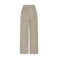 thumbnail image 5 of Hueook Winter Women Pants Womens Casual Corduroy Color Elastic Loose Leisure Sports Elasticity Pants Straight Trousers with Pockets Beige M, 5 of 6