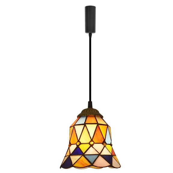 Kiven H-Type Track Lighting, 1-Light Tiffany Halo Track Pendant Light with Glassl Lampshade, Track Light Pedant Adjustable Length for Bedroom Kitchen Island Home Shop