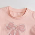 thumbnail image 5 of WOYY Girl's Cute Graphic T-Shirt Bow Print Summer Short Sleeve T Shirt for Kids, 5 of 6