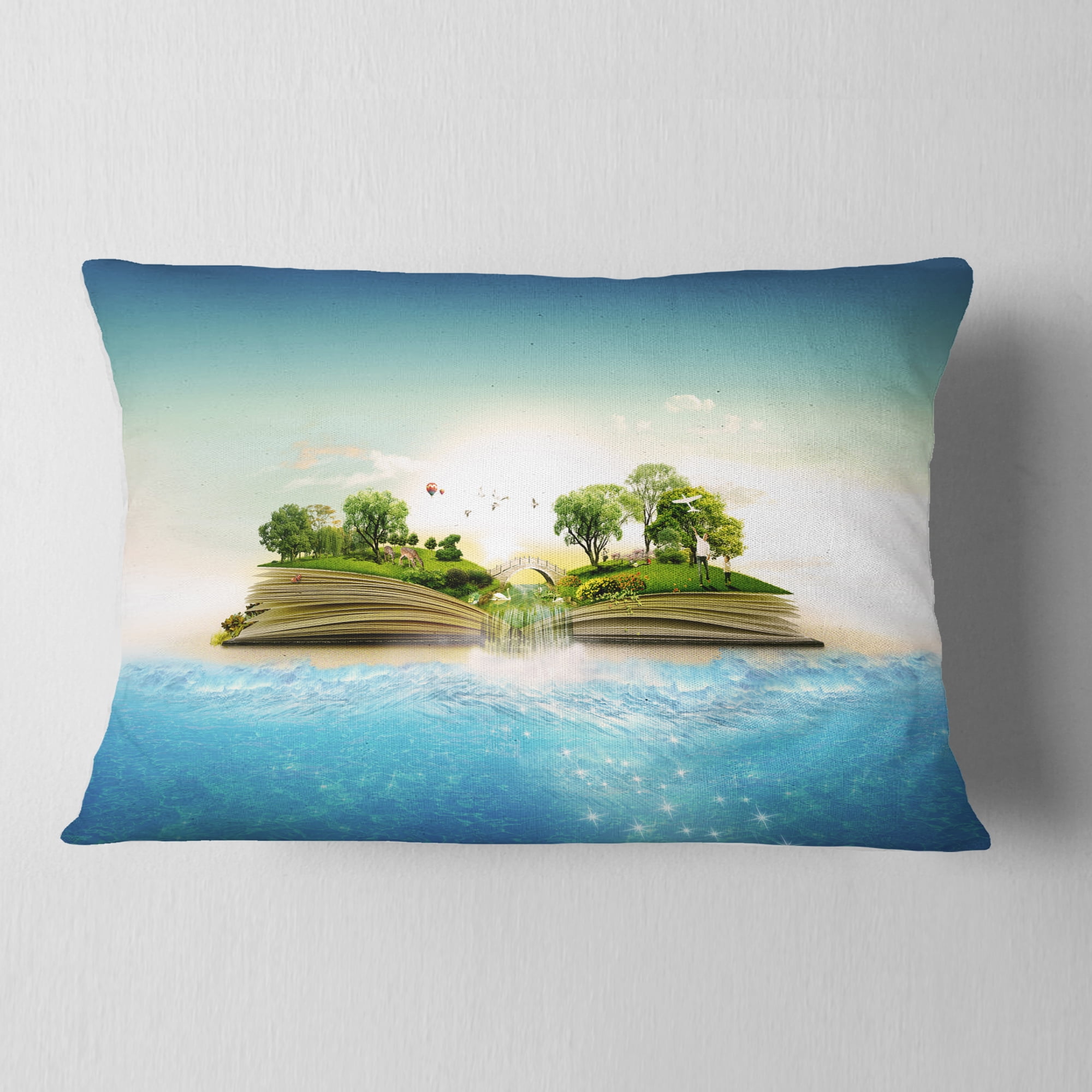 Designart Magical Book about Nature - Contemporary Throw Pillow - 12x20