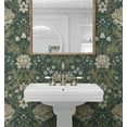 thumbnail image 4 of Seabrook Designs Teal & Moss Green Honeysuckle Floral Prepasted Wallpaper - 20.9 in. W x 33 ft. Roll, 4 of 6