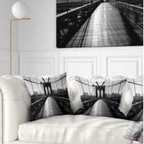 Designart Dark Brooklyn Bridge - Cityscape Photo Throw Pillow - 18x18