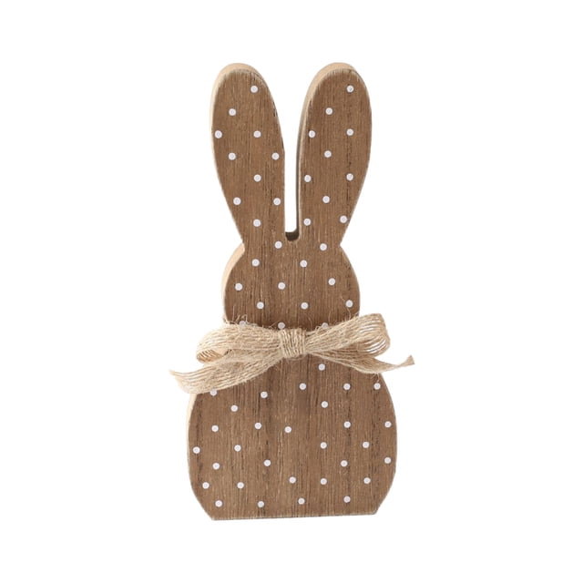 YWIYIUD 1PC Easter Rabbit Table Decorations Wooden Rabbit Spring Tiered Tray Decorations Farmhouse Rustic Table Centerpiece for Easter Home Spring Garden Party Tabletop Decor 7inch