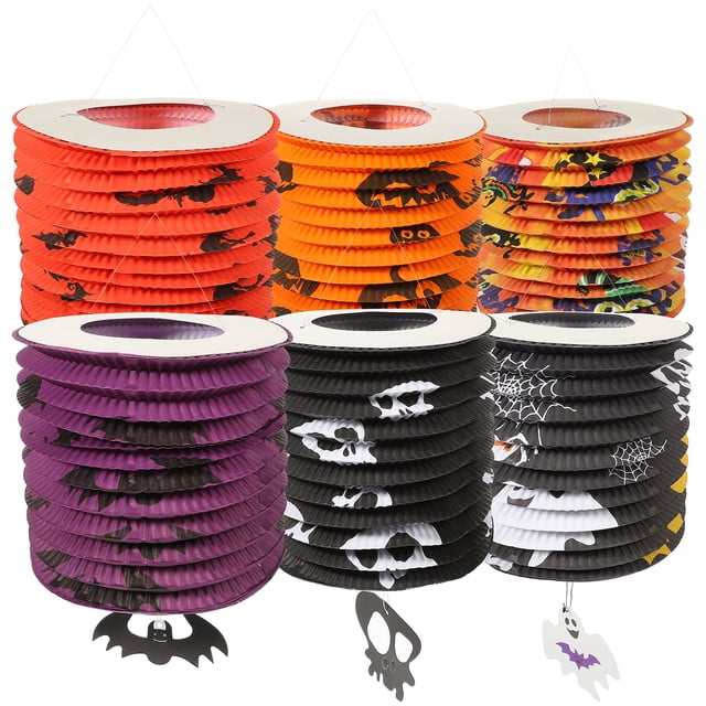 Miangastore halloween birthday party decorations Paper Lanterns Assorted Color for Home Decor Halloween Style 6pcs