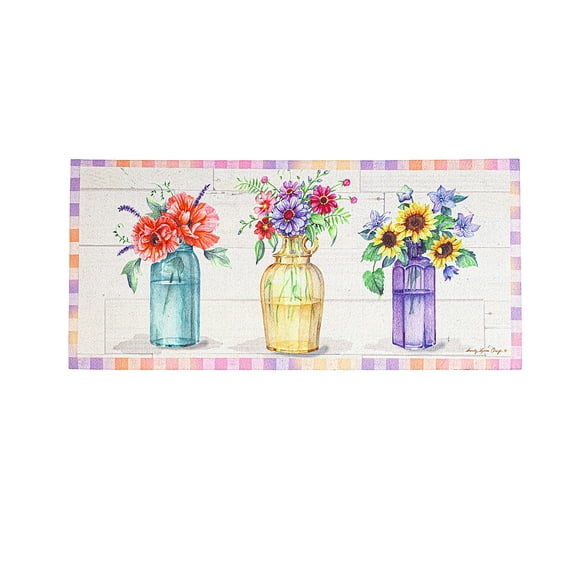 Evergreen Patchwork Garden Switch Sassafras Indoor Outdoor Switch Doormat 1'10"x10" Multicolored