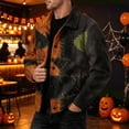 thumbnail image 3 of HAJWOH Mens Halloween Corduroy Jacket with Lapel Loose Fit Long Sleeve Fall Winter Coat, 3 of 3