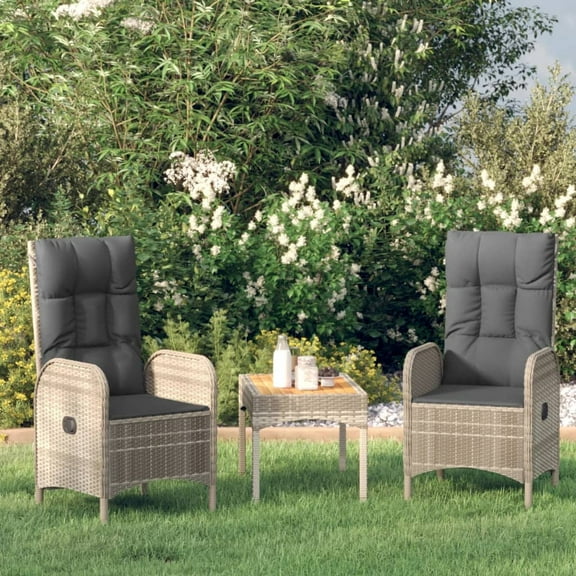vidaXL Patio Chairs 2 pcs Poly Rattan Gray