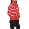 thumbnail image 3 of INSPIRE CHIC Chandail Polo à Rayures pour Femme Automne Hiver Col en V à Blocs de Couleur Manches Longues Tricoté Décontracté Hauts S Rouge, 3 of 6