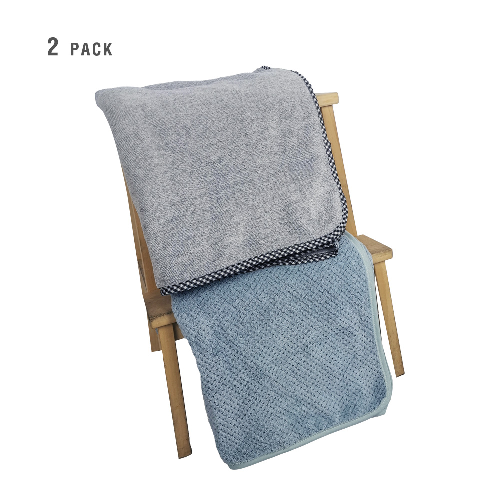 3 in 1 Baby hooded towel, removable hood, Children's Bath Towel Gray and blue 2 pack
