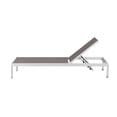 thumbnail image 3 of Edie 76 Inch Outdoor Adjustable Chaise Lounger, Metal Frame, Gray Textilene - Saltoro Sherpi, 3 of 5