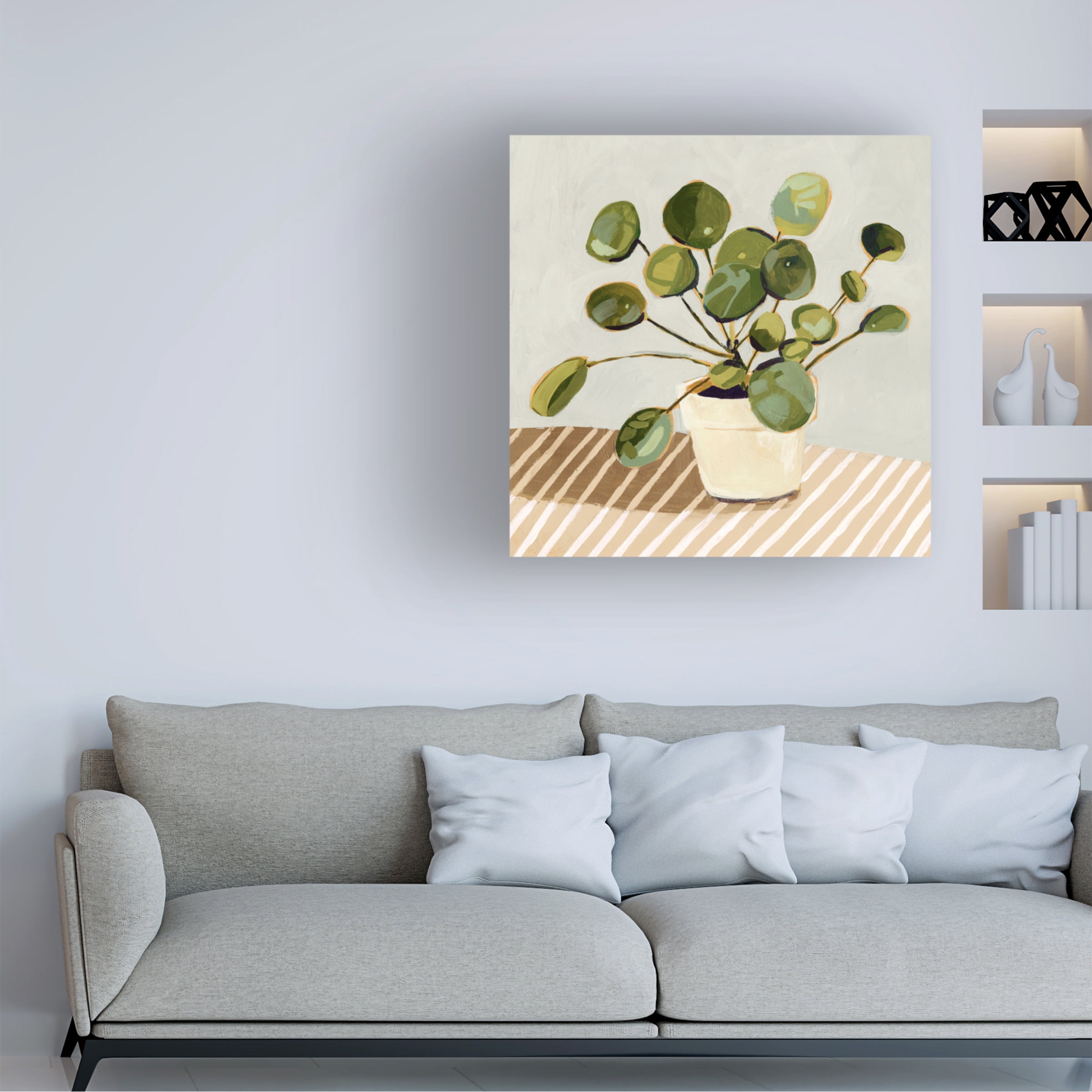Victoria Barnes 'Plant on Stripes I' Canvas Art
