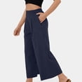 thumbnail image 7 of Xysaqa Wide Leg Pants Womens Elastic High Waisted Dress Pants Casual Business Office Work Pants Capris for Women Loose Summer Cropped Trousers with Pockets S-XXL, 7 of 7