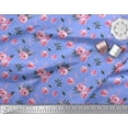 thumbnail image 3 of Soimoi Blue Cotton Jersey Fabric Leaves & Ranunculus Floral Printed Craft Fabric by the Yard 64 Inch Wide, 3 of 3