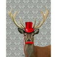 thumbnail image 3 of Fab Funky 12x14 Black Modern Framed Museum Art Print Titled - Deer With Red Hat and Moustache, 3 of 5