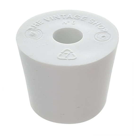 Rubber Stopper- Size 6- Drilled
