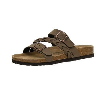 CUSHIONAIRE Women's Lizzy Cork footbed Sandal with  Comfort and Wide Widths Available, Brown 7