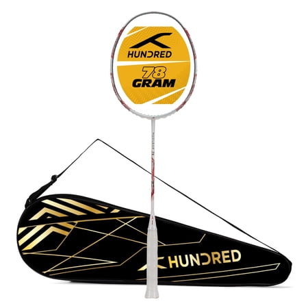 Hundred Nuclear 78 Carbon Fibre Unstrung Badminton Racket With Full Racket Cover For Intermediate Players | Colour ?White & Red | Grip Size G6